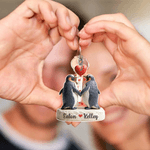 Personalized Penguin Love-Themed Acrylic Keychain with Name Valentine's Day Anniversary Gift for Couples