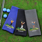 Personalized Embroidered Cartoon Golf Character Quick Dry Waffle Golf Towel with Name Sport Accessories Birthday Gift for Golf Players Lovers