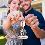 Personalized Penguin Love-Themed Acrylic Keychain with Name Valentine's Day Anniversary Gift for Couples