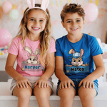 Personalisierte Bogen Hut Osterhase 100% Baumwolle Baby Bodysuit Kind T-Shirt mit Namen Ostern Party Geburtstag Geschenk für Kinder Jungen Mädchen