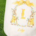 Personalised Cute Peter Rabbit Easter Basket with Name and Initial Easter Party Gift for Kids Boys Girls