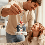 Personalized Penguin Love-Themed Acrylic Keychain with Name Valentine's Day Anniversary Gift for Couples