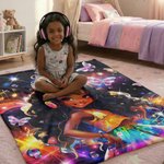 Personalized Dazzling African American Little Girl Soft Throw Blanket with Name Home Decor Birthday Gift for Black Girls