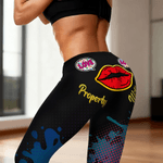 Henkilökohtainen Rakkaus Punainen Lip Stretch Leggingsit Jooga housut nimi Ystävänpäivä Vuosipäivä lahja vaimo tyttöystävä