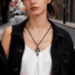 Personalized Rose Daggers Scrolls Zircon Necklace with Name Vintage Aesthetic Jewellery Birthday Gift for Medieval Style Lovers Gothic Girls