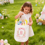 Personalised Cute Peter Rabbit Easter Basket with Name and Initial Easter Party Gift for Kids Boys Girls