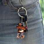 Personalized Cartoon Black Character Acrylic Keychain with Name Daily Use Valentine's Day Anniversary Gift for Couple