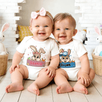 Conejito de Pascua con lazo personalizado 100% algodón Bebé Body Camiseta con nombre Fiesta de Pascua Cumpleaños Regalo para niños Niños Niñas