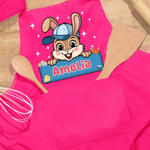 Personalisierte niedlichen Bogen Hut Ostern Hase Ei einstellbar Kind Schürze Koch Hut Set mit Namen und Tasche Ostern Party Geschenk für Jungen Mädchen