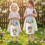 Personalizzato carino peluche coniglio fiore orecchie cestino di Pasqua con nome uova di Pasqua caccia partito favori regalo per ragazzi ragazze