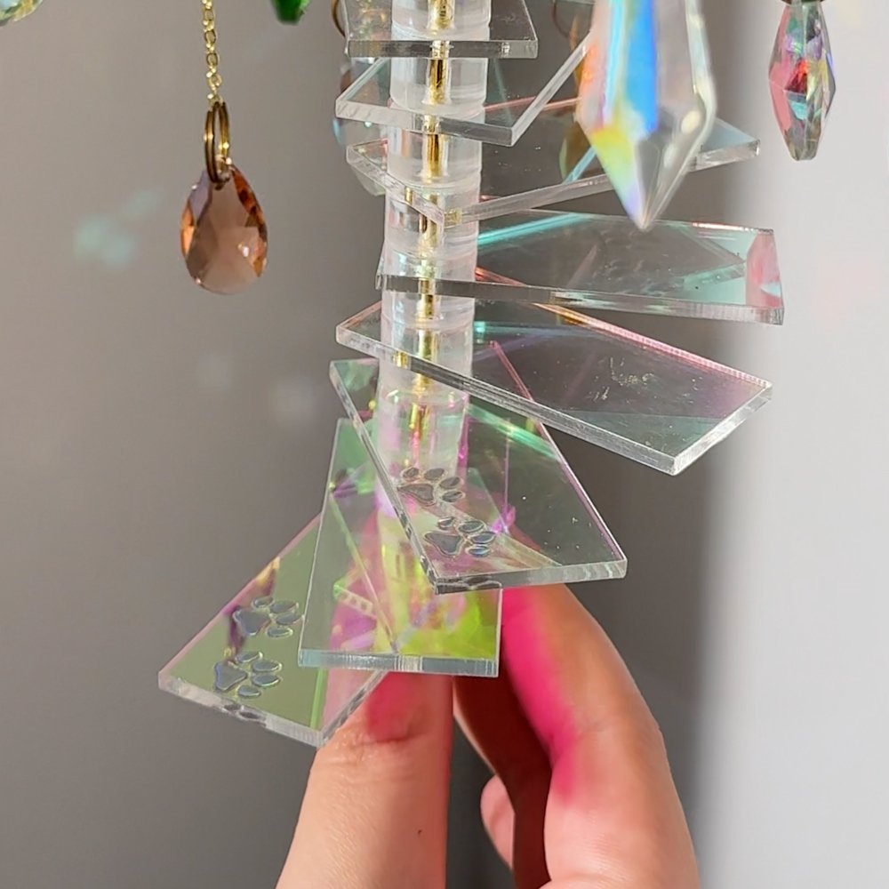 Personalized Engraved Photo Heart Wings Rainbow Stairs Wind Chime Sun Catcher with Text Memorial Sympathy Pet Loss Gift for Pet Owners 10
