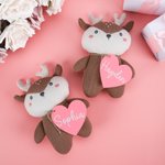Personalised Heart Cute Deer Soft Stuffed Plush Toy with Name Valentine's Day Birthday Gift for Kids Toddlers