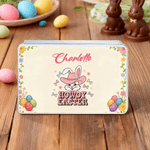 Personlig Howdy Easter Cute Bunny Easter Biscuit Tin Box med namn Påskfest Påskgåva för barn