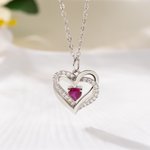 Pendentif ou collier de cœur personnalisé avec pierre de naissance - Nom ou initiale au choix - Cadeau d'anniversaire fête des Mères pour les femmes