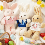 Personalizado Lindo Conejo de Nacimiento Flor de Peluche Camiseta Conejito Juguete con Inicial y Nombre Regalo de Pascua para Recién Nacidos Niños