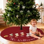 Jupe de sapin de Noël personnalisée Père Noël Style Elk avec noms Fête de Noël Décoration de la maison Cadeau d'hiver pour la famille