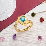 Personalized Class Ring with Engraved  2 School Names Teardrop-shaped Birthstone Class of 2026 High School University Graduation Gift