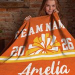 Gepersonaliseerde Multicolor Cheerleading Pompom Zachte Deken met Naam Jaar Huisdecoratie Verjaardag Team Cadeau voor Cheerleaders Coaches