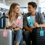 Personalized Cute Cartoon Character Travel Theme Passport Holder with Name and Text Travel Holiday Gift for Travel Lovers