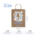 Personalised Cute Bunny Flower Initial Kraft Paper Bags with Name and Year Set of 3 Party Favor Happy Easter Gift for Kids