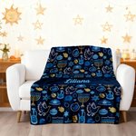 Gepersonaliseerde Blauwe Chanoeka Element Zachte Deken met Naam Huisdecoratie Joods Feest Cadeau voor Familie Vriend