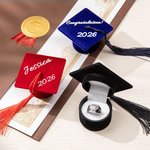 Gepersonaliseerde Ringdoos met Afstudeerhoedje Lichting 2026 met Naam en Tekst Afstudeercadeau voor Afgestudeerden