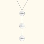 Collar personalizado con tres discos y nombres generacionales en plata regalo de cumpleaños para mujer