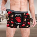 Spersonalizowane zdjęcie twarzy Best Dick Red Lip Lick Męska bielizna Bokserki z imieniem Walentynkowy prezent rocznicowy dla chłopaków