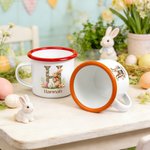 Tasse en émail 355 ml personnalisée avec initiale et nom - Cadeau d'anniversaire Pâques pour les enfants