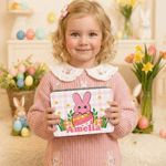 Gepersonaliseerde schattige Bunny paaseieren Food Grade metalen koekjes blik opbergdoos met naam paasfeest geschenk voor kinderen