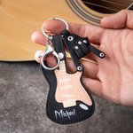 Personalized Guitar Rock Gesture Color-Changing NFC Keychain Birthday Gift for Music Lover