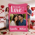 Personalized You Are My Love Multicolour Couple Photo Soft Throw Blanket with Names Daily Use Anniversary Valentine's Day Gift for Couples