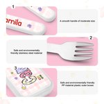 Personalised Cute Bunny Chick Doodle Letter Safe Stainless Steel Kid's Fork Spoon Knife 3 Pcs Cutlery Set with Case and Name Easter Gift for Kids