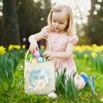 Personalised Dreamy Rabbit Flower Butterfly Cute Bunny Ears Easter Basket with Name Easter Egg Hunt Party Favors Gift for Kids Boys Girls