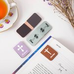 Marcapáginas magnético personalizado de cuero PU con cruz elegante y nombre regalo de cumpleaños y Navidad para amantes de la lectura