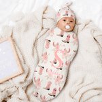 Personalised Sweet Cowgirl Bodysuit Swaddle Hat Headband Set with Name Soft Baby Girl Shower Photography Gift for Baby Newborn
