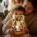 Personalised 6 Photos Acrylic LED Night Light with Name Text and Wooden Base  Birthday Anniversary Gift for Family Friends Couple