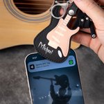 Personalized Guitar Rock Gesture Color-Changing NFC Keychain Birthday Gift for Music Lover