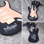 Personalized Guitar Rock Gesture Color-Changing NFC Keychain Birthday Gift for Music Lover