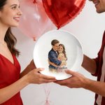 Personalised Watercolour Style Photo Decor Plate with Text and Date Home Decor Valentine's Day Housewarming Gift for Couple Family