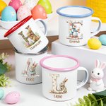 Tasse en émail 355 ml personnalisée avec initiale et nom - Cadeau d'anniversaire Pâques pour les enfants