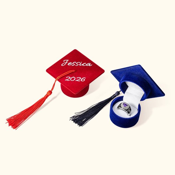 Personalized Class of 2026 Graduation Cap Design Ring Box with Name and Text Graduation Gift for Graduate