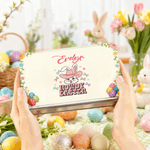 Gepersonaliseerde Howdy Pasen Schattige Bunny Paaskoekjes Blikken Doos met Naam Paasfeest Paasgeschenk voor kinderen