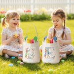 Personalized Cute Peter Rabbit Initial Reusable Bunny Ear Easter Bucket Basket with Name Easter Egg Hunting Easter Party Favors Gift for Kids