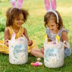 Personalised Dreamy Rabbit Flower Butterfly Cute Bunny Ears Easter Basket with Name Easter Egg Hunt Party Favors Gift for Kids Boys Girls