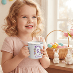 Personalized Wreath Initial Peter Rabbit 12 oz Enamel Mug Storage Bag Set with Name Easter Gift for Kids