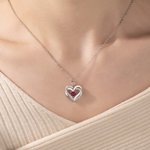 Pendentif ou collier de cœur personnalisé avec pierre de naissance - Nom ou initiale au choix - Cadeau d'anniversaire fête des Mères pour les femmes