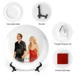 Personalised Watercolour Style Photo Decor Plate with Text and Date Home Decor Valentine's Day Housewarming Gift for Couple Family