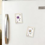 Personalized Crystal Birth Flower Postage Stamp Acrylic Fridge Magnet with Initials Home Decor Birthday Gift for Family Friend