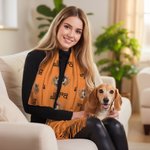 Personalized Dog Cat Face Photo Multicolor Soft Warm Scarf with Name Daily Wear Winter Birthday Christmas Gift for Pet Lovers